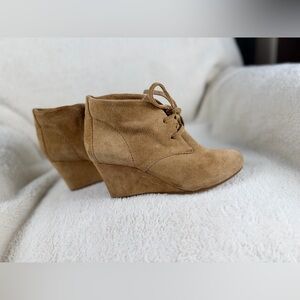 Gianni Bini Camel Suede Wedge Ankle Boots